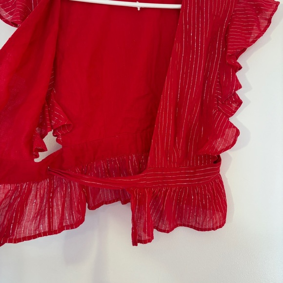 MAJORELLE Liz Top Red Striped Ruffle Blouse - Picture 9 of 11